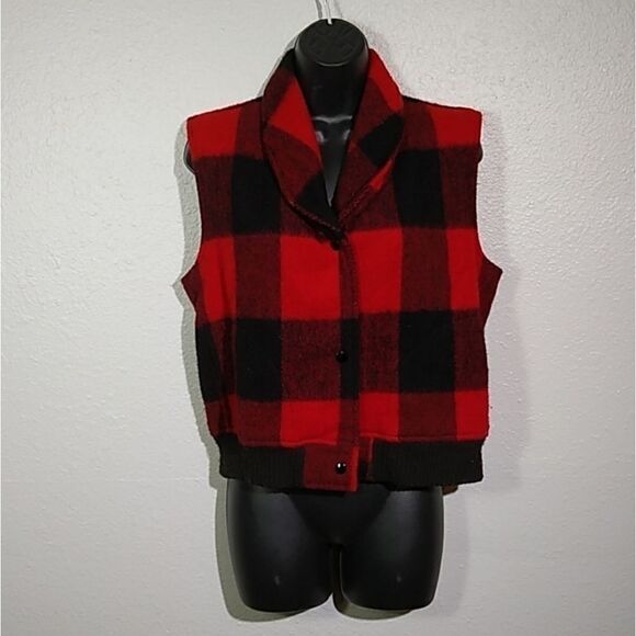 Woolrich Jackets & Blazers - Woolrich Vintage Wool Buffalo Plaid Black Red Vest